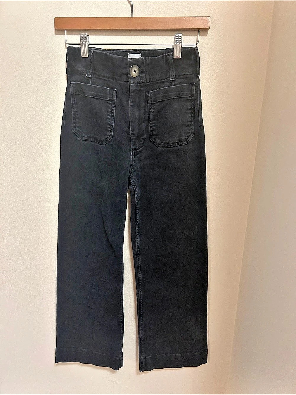 Maeve The Colette Crop Wide-Leg Jeans Wide Leg Pants Black Waist 24